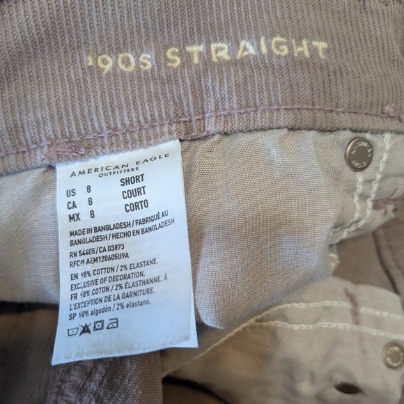 American Eagle Outfitters Stretch Corduroy 90s Straight Pant In Mauve - Picture 3 of 6